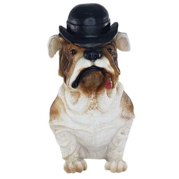 Universal Statuary Bulldog Statue With Cigar & Bowler Hat 1995 Resin - Picture 1 of 8
